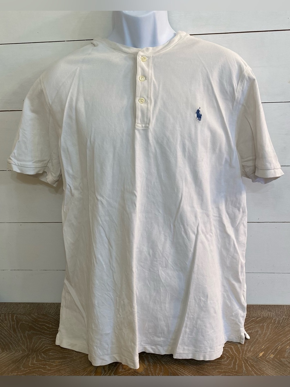 Polo Ralph Lauren Men’s Sz XL White Featherweight Mesh Henley Polo Shirt